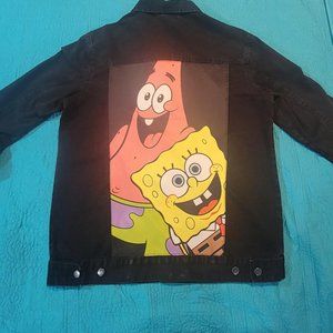 Men's Spongebob Squarepants Patrick Jacket Denim Jean Trucker Graphic size Large